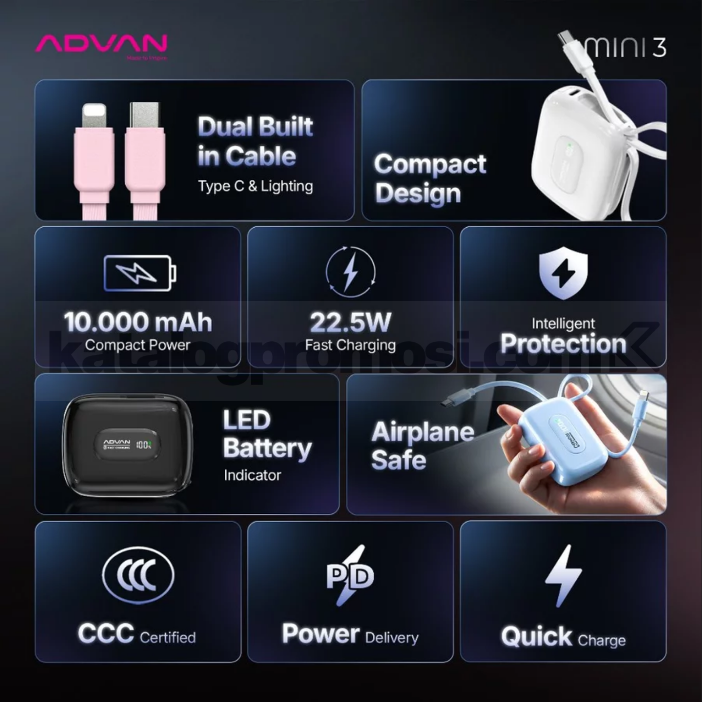 Promo Advan NEW! Powerbank Mini 3 10.000 mAh Promo Advan NEW! Powerbank Mini 3 10.000 mAh 1