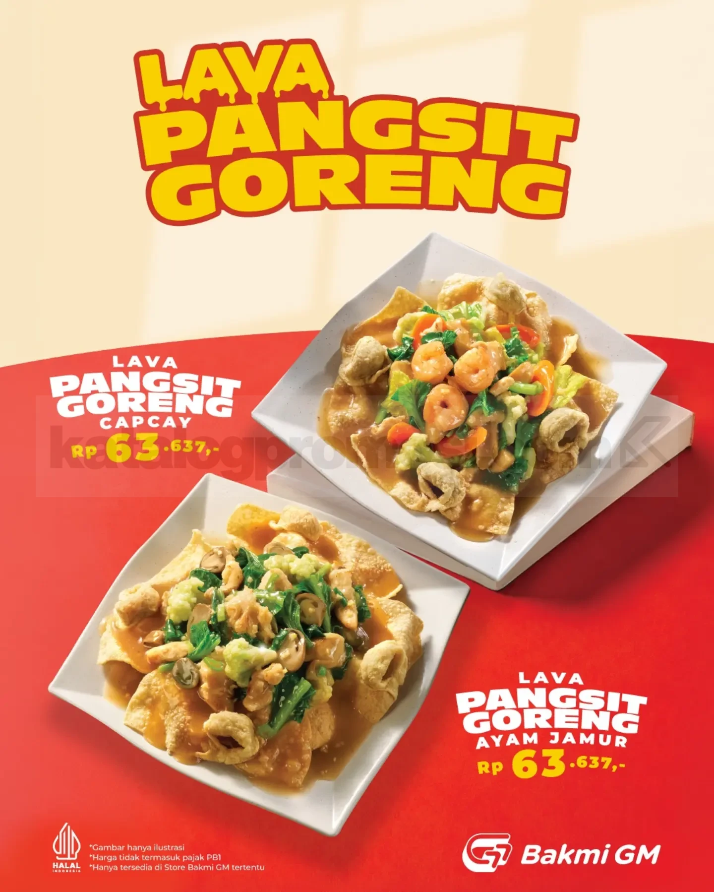Promo Bakmi GM NEW! Lava Pangsit Goreng Rp63.637 Promo Bakmi GM NEW! Lava Pangsit Goreng Rp63.637 dengan pilihan topping Capcay dan Ayam Jamur