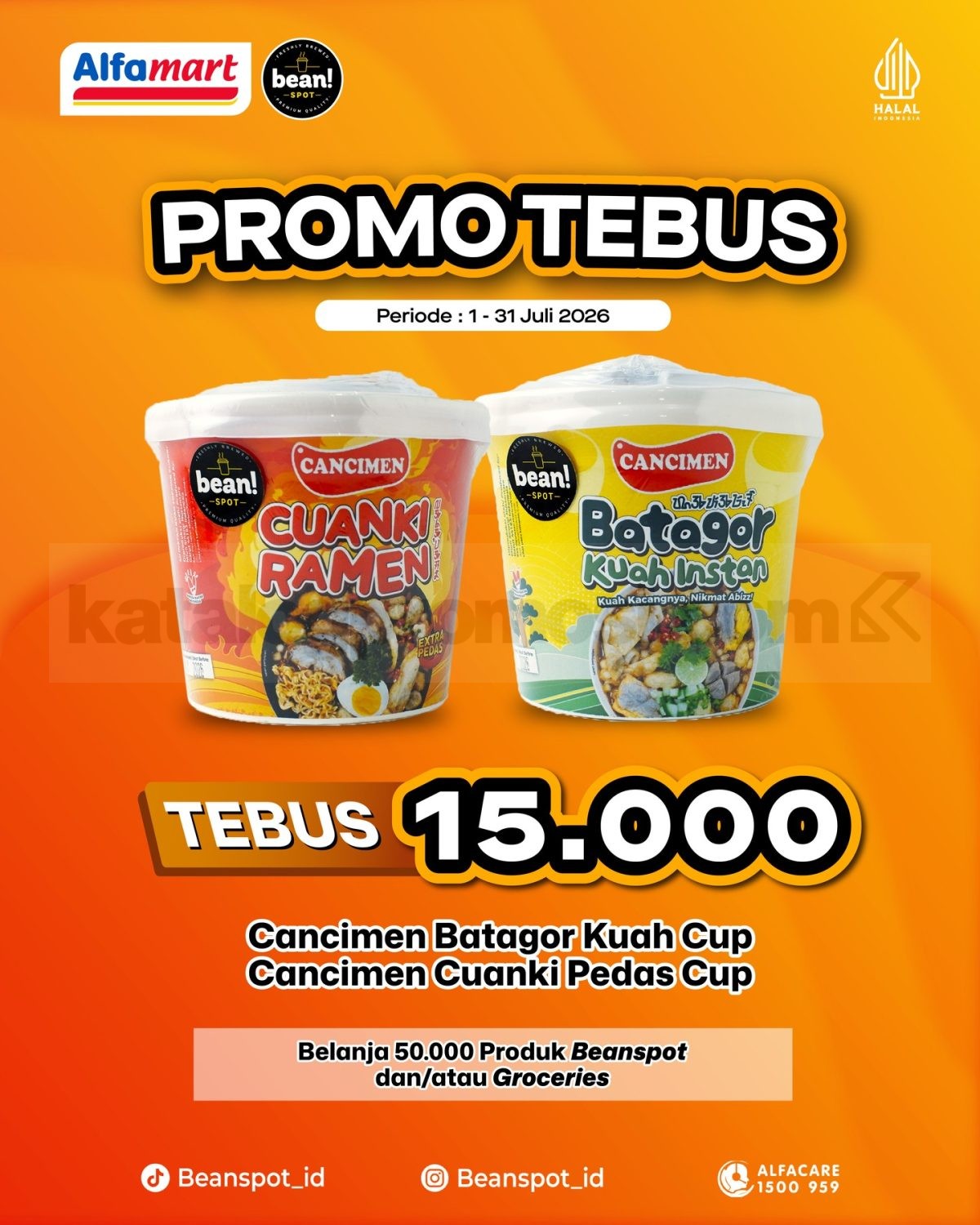 Promo Bean Spot Alfamart Tebus Murah Cancimen Rp. 15.000 Promo Bean Spot Alfamart Tebus Murah Cancimen Rp. 15.000 setelah belanja Rp. 50.000