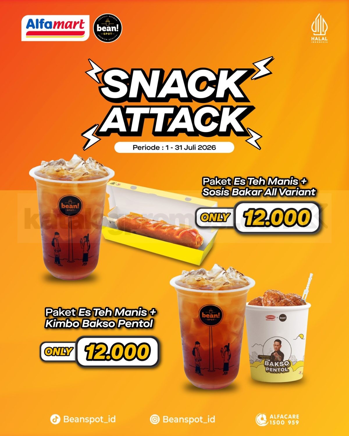 Promo Bean Spot Snack Attack Paket Hemat Rp. 12.000 Promo Bean Spot Snack Attack Paket Hemat Rp. 12.000 dengan pilihan snack dan es teh manis