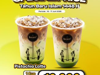 Promo Bean Spot Tahun Baru Islam Pistachio Latte Rp10.000 periode 16–17 Juni 2026