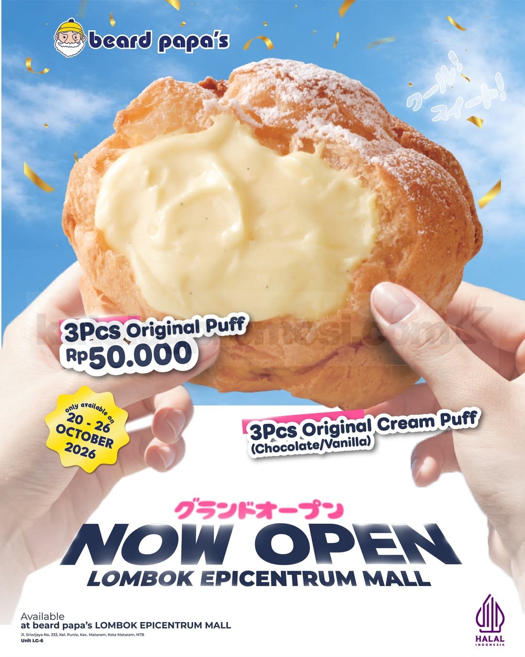 Promo Beard Papa’s Grand Opening Cream Puff Mulai Rp55.000 Promo Beard Papa’s Grand Opening Cream Puff mulai Rp55.000 di Lombok Epicentrum Mall