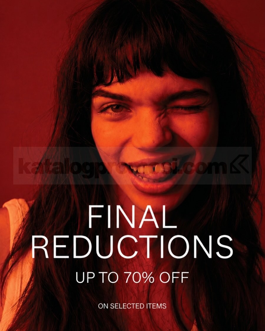 Promo BERSHKA Final Reductions Diskon hingga 70% Promo BERSHKA Final Reductions Diskon hingga 70% untuk selected items periode 14–17 Agustus 2026.