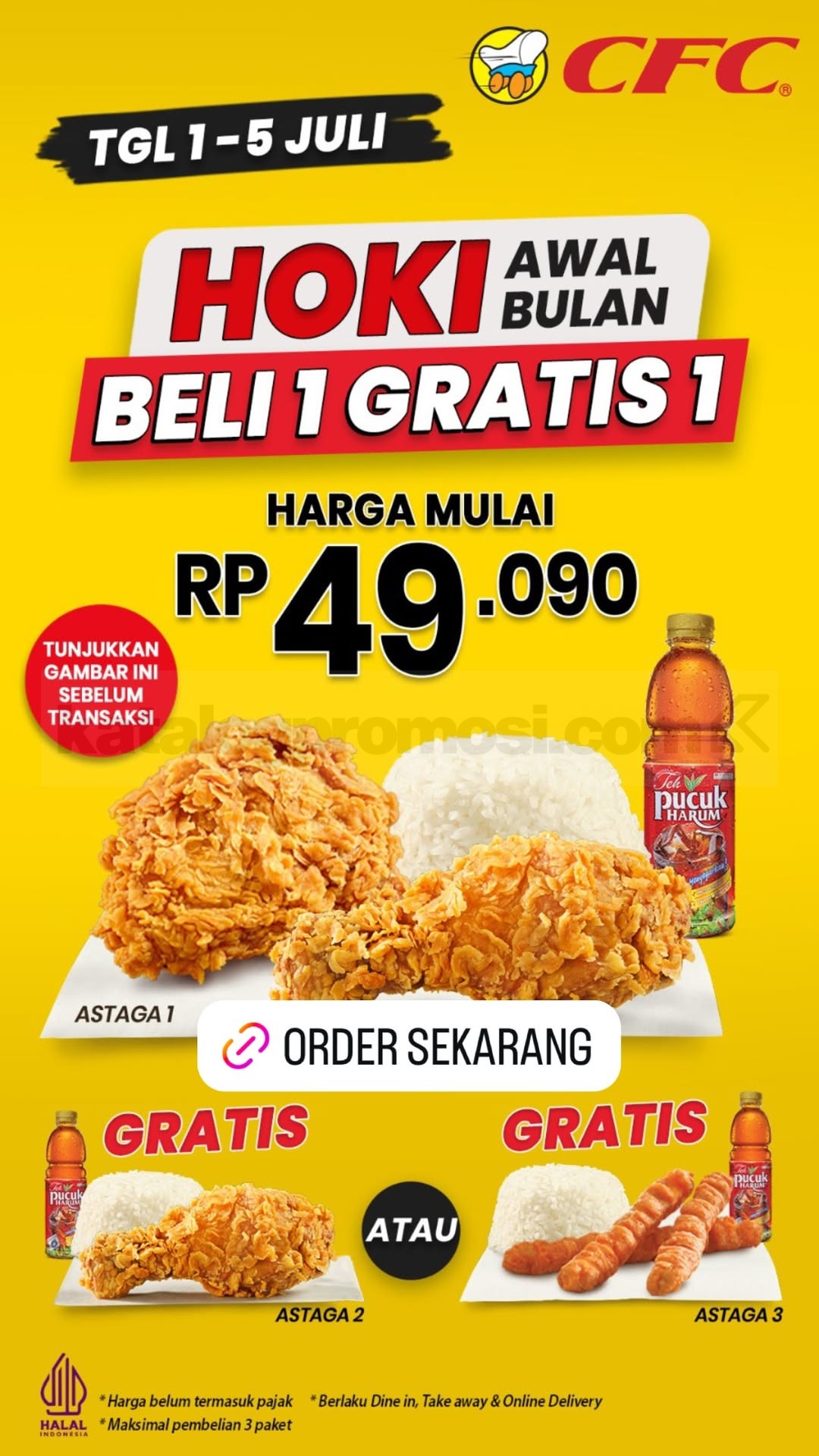 Promo CFC Hoki Awal Bulan Beli 1 Gratis 1 Promo CFC Hoki Awal Bulan Beli 1 Gratis 1 Paket Astaga mulai Rp. 49.090