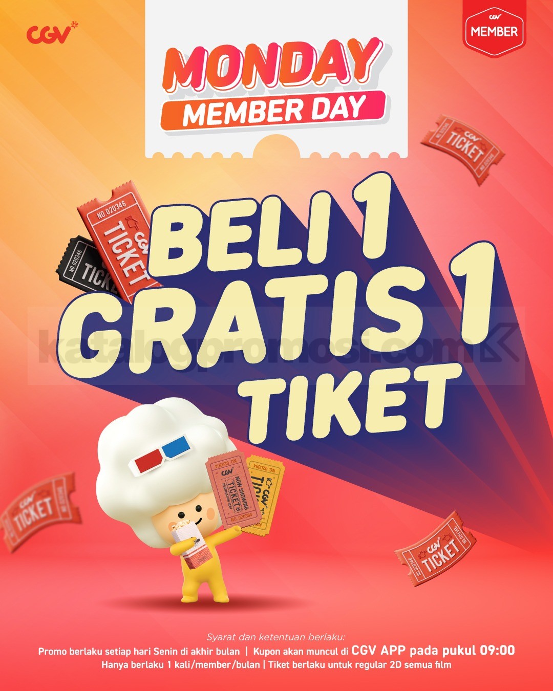 Promo CGV Monday Member Day Beli 1 Gratis 1 Tiket