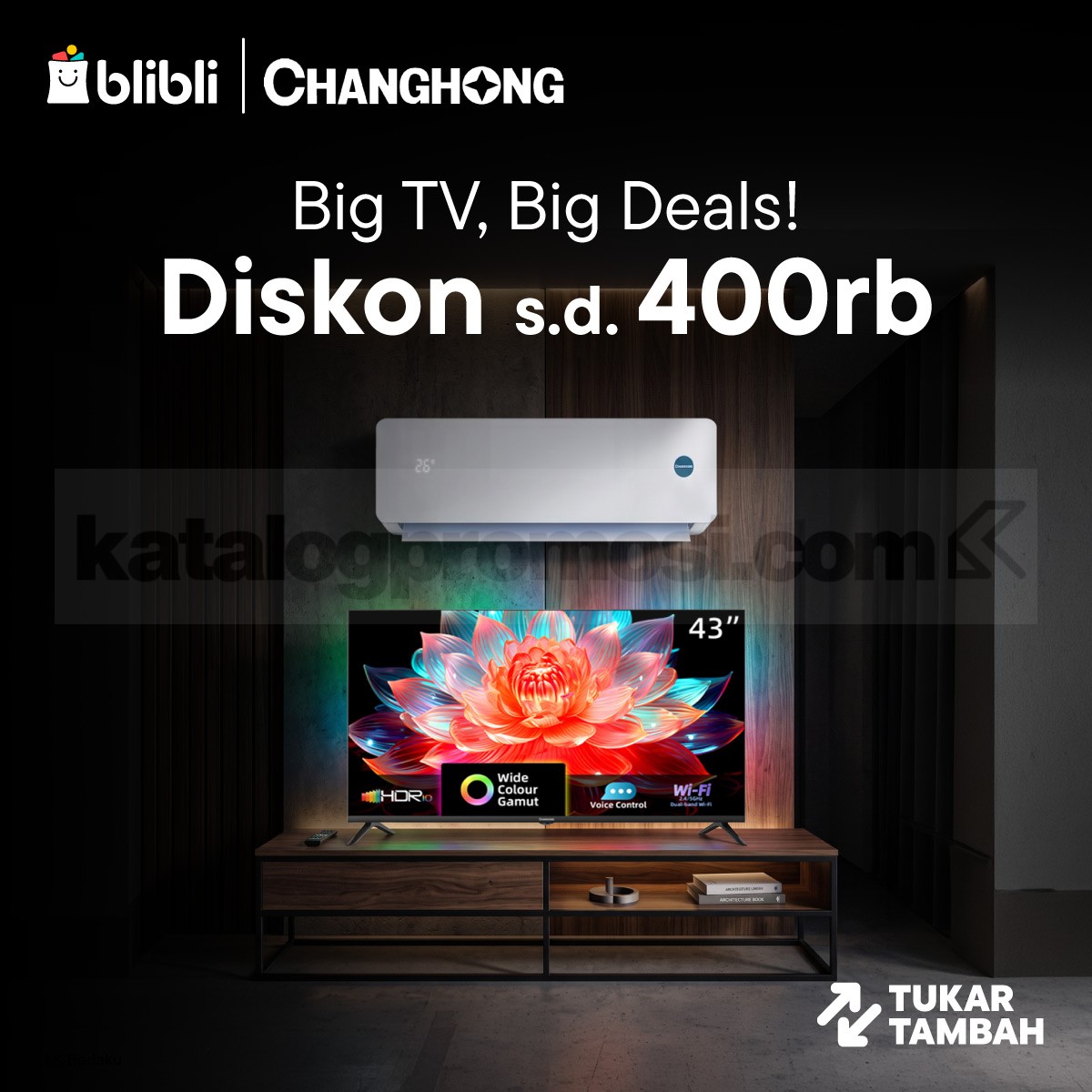 Promo Changhong Diskon hingga Rp400.000 Promo Changhong diskon hingga Rp400.000 di Blibli dengan kode CHANGHONGDEALS2