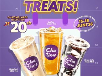 Promo Chatime June Treats Large Drink mulai Rp. 20.000 untuk pilihan minuman favorit ukuran Large