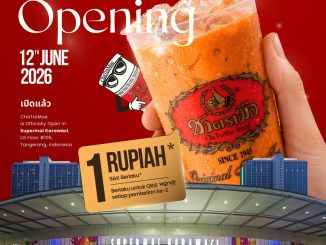 Promo ChaTraMue Grand Opening Minuman ke 2 Rp. 1 Karawaci bayar QRIS wondr BNI