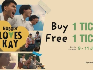 Promo Cinema XXI Beli 1 Gratis 1 Tiket Nobody Loves Kay melalui aplikasi m.tix periode Juni 2026