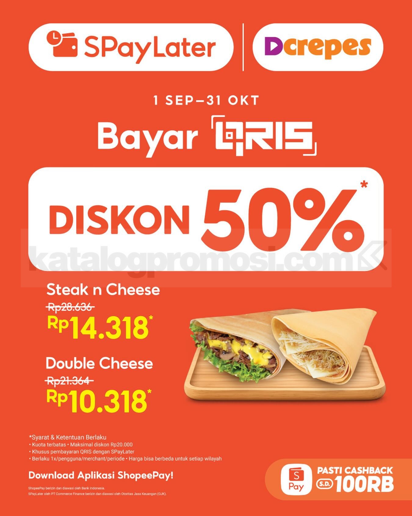 Promo DCrepes SPayLater Diskon 50% Promo DCrepes SPayLater diskon 50% maksimal Rp20.000 untuk seluruh menu DCrepes