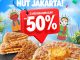 Promo Domino's Pizza Spesial HUT Jakarta 499 Diskon 50% untuk 2 Medium Pizza