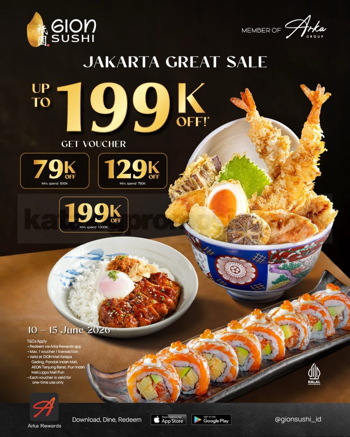 Promo Gion Sushi Jakarta Great Sale Voucher hingga Rp. 199.000 Promo Gion Sushi Jakarta Great Sale Voucher hingga Rp. 199.000 diskon Arka Rewards