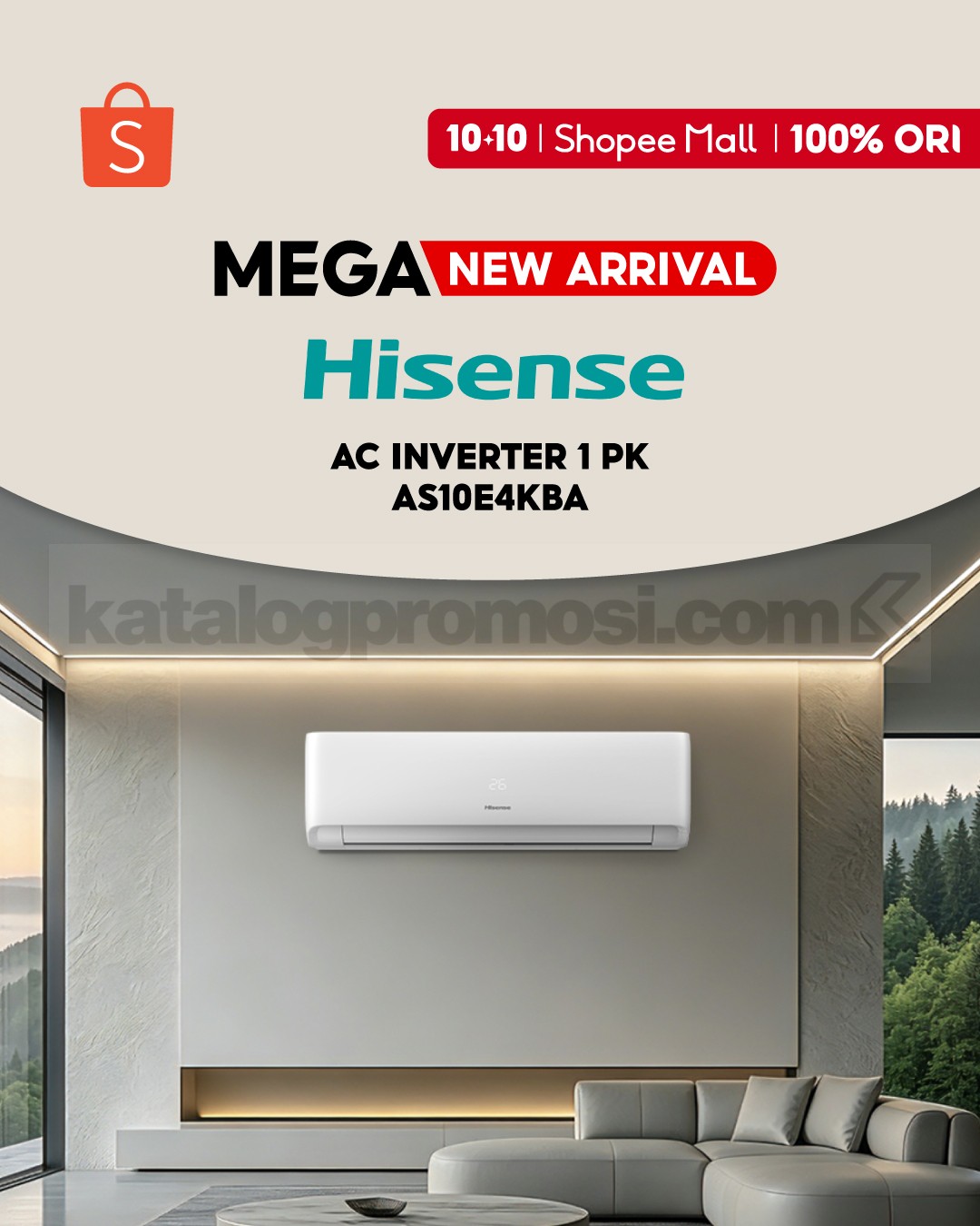 Promo Hisense NEW! AC Inverter 1 PK AS10E4KBA Promo Hisense NEW! AC Inverter 1 PK AS10E4KBA di Hisense Official Shop Shopee
