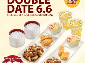 Promo HokBen Double Date 6.6 2 Simple Set Teriyaki Rp. 66.000 dengan 2 Ocha untuk makan berdua