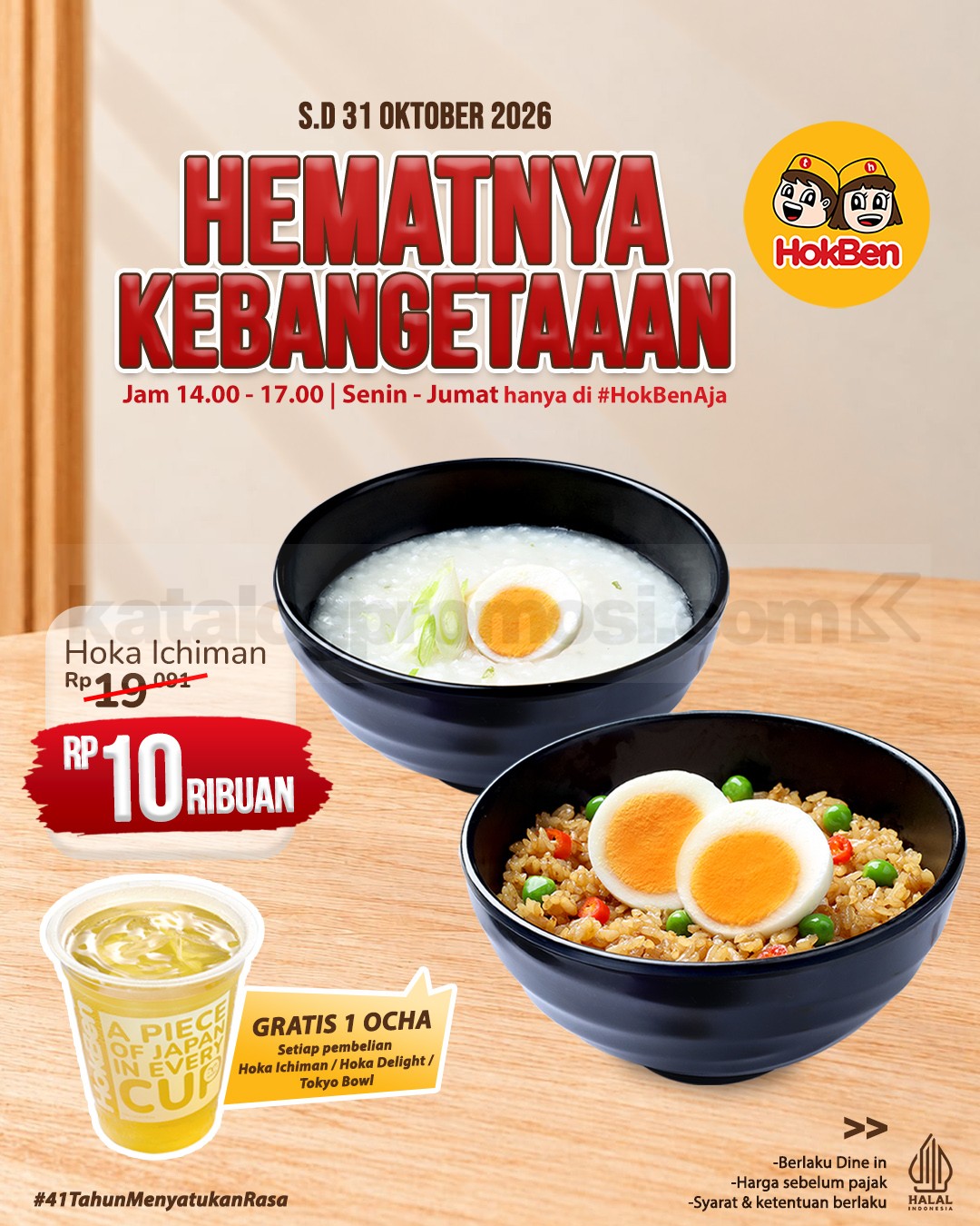 Promo HokBen Happy Hour Menu Favorit mulai Rp10.000 Promo HokBen Happy Hour Menu Favorit mulai Rp10.000 gratis Cold Ocha Oktober 2026