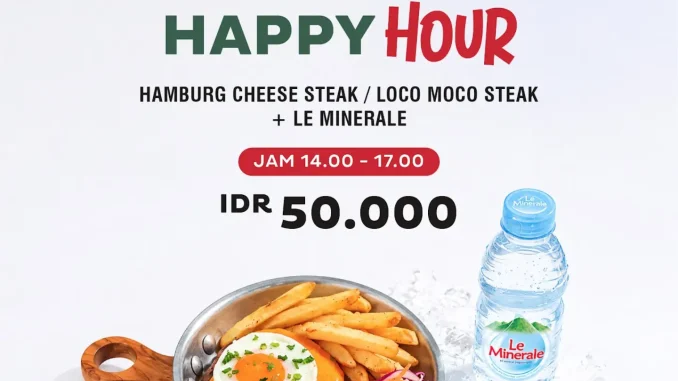 Promo Holysteak Happy Hours Makan Hemat cuma Rp. 50.000++ di Holysteak PIM 3 dengan pilihan Cheese Hamburg atau Loco Moco Steak.