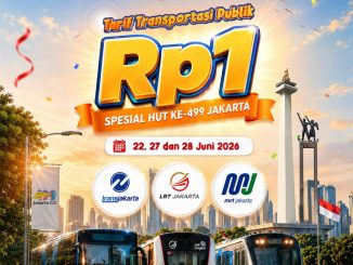 Promo HUT JAKARTA 499 Transjakarta, MRT dan LRT Rp 1,- pada 22, 27, dan 28 Juni 2026