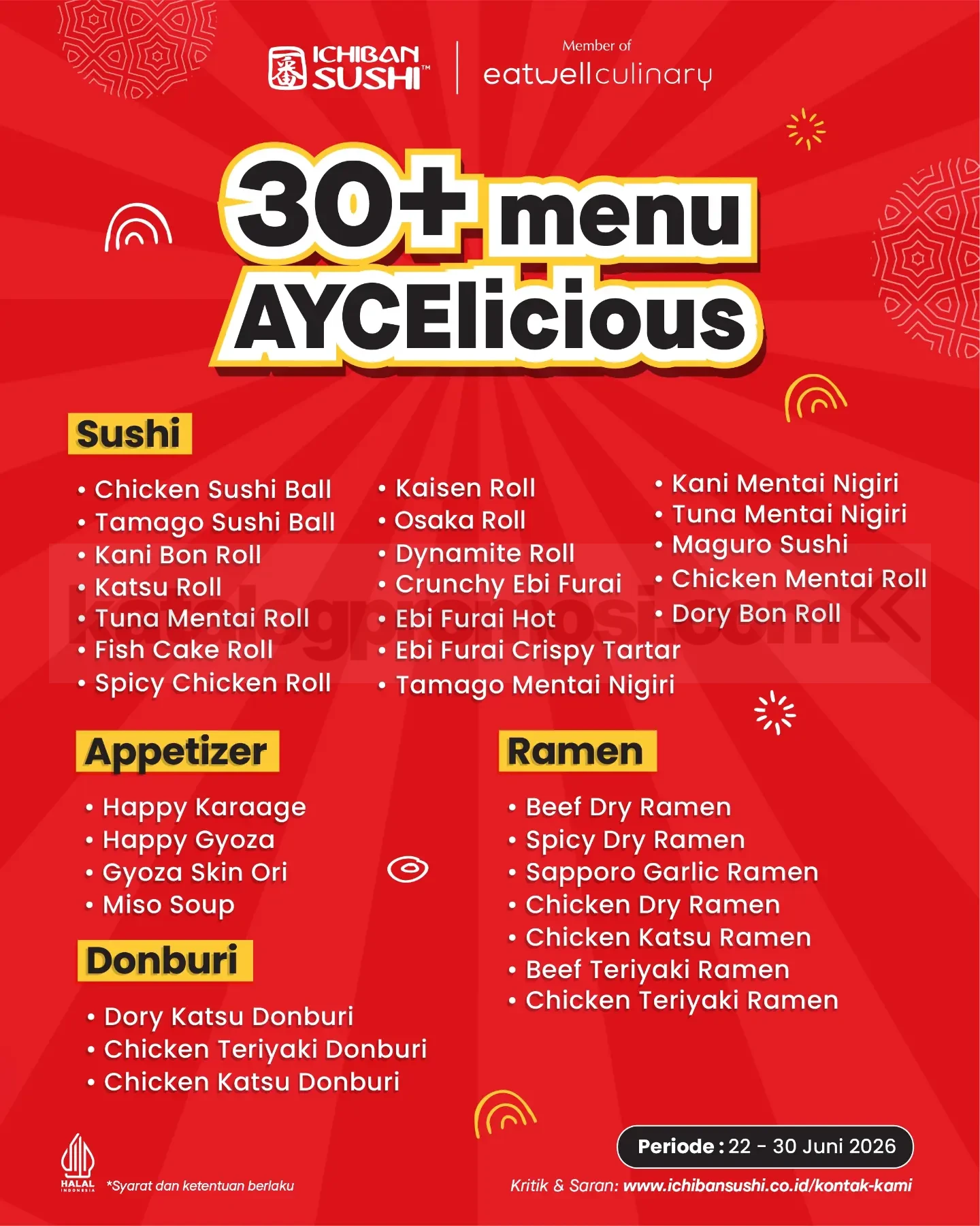 Promo Ichiban Sushi ALL YOU CAN EAT Rp. 99.000