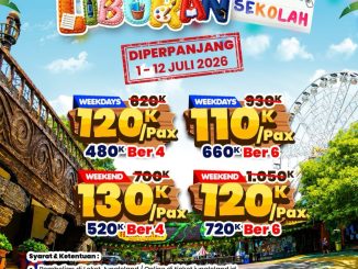 Promo JungleLand Liburan Sekolah Tiket Mulai Rp. 110.000 untuk paket 4 dan 6 orang.