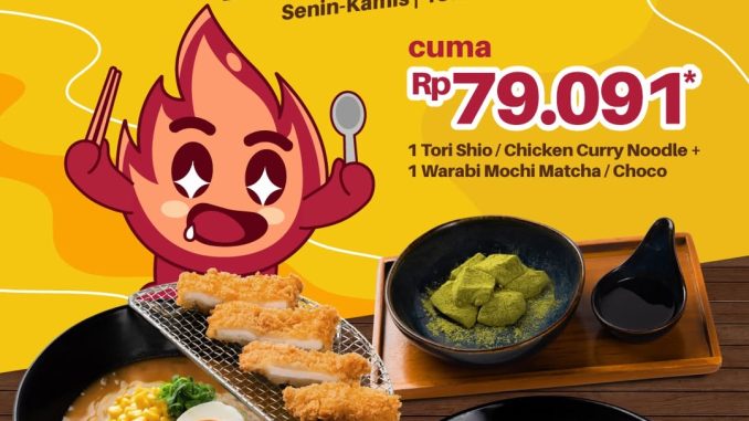 Promo Karubi Maru Happy Hour Paket Combo Rp. 79.091 dengan pilihan noodle dan warabi mochi