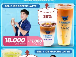 Promo Lawson O Monday Ganbatte Upgrade Large Rp. 1.000 untuk Ice Coffee Latte dan Matcha Latte