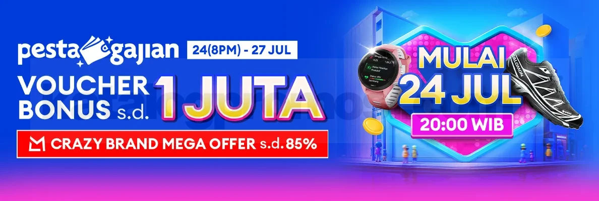 Promo Lazada Pesta Gajian Voucher hingga Rp. 1 Juta Promo Lazada Pesta Gajian Voucher hingga Rp. 1 Juta dengan diskon hingga 85% untuk berbagai kategori produk.