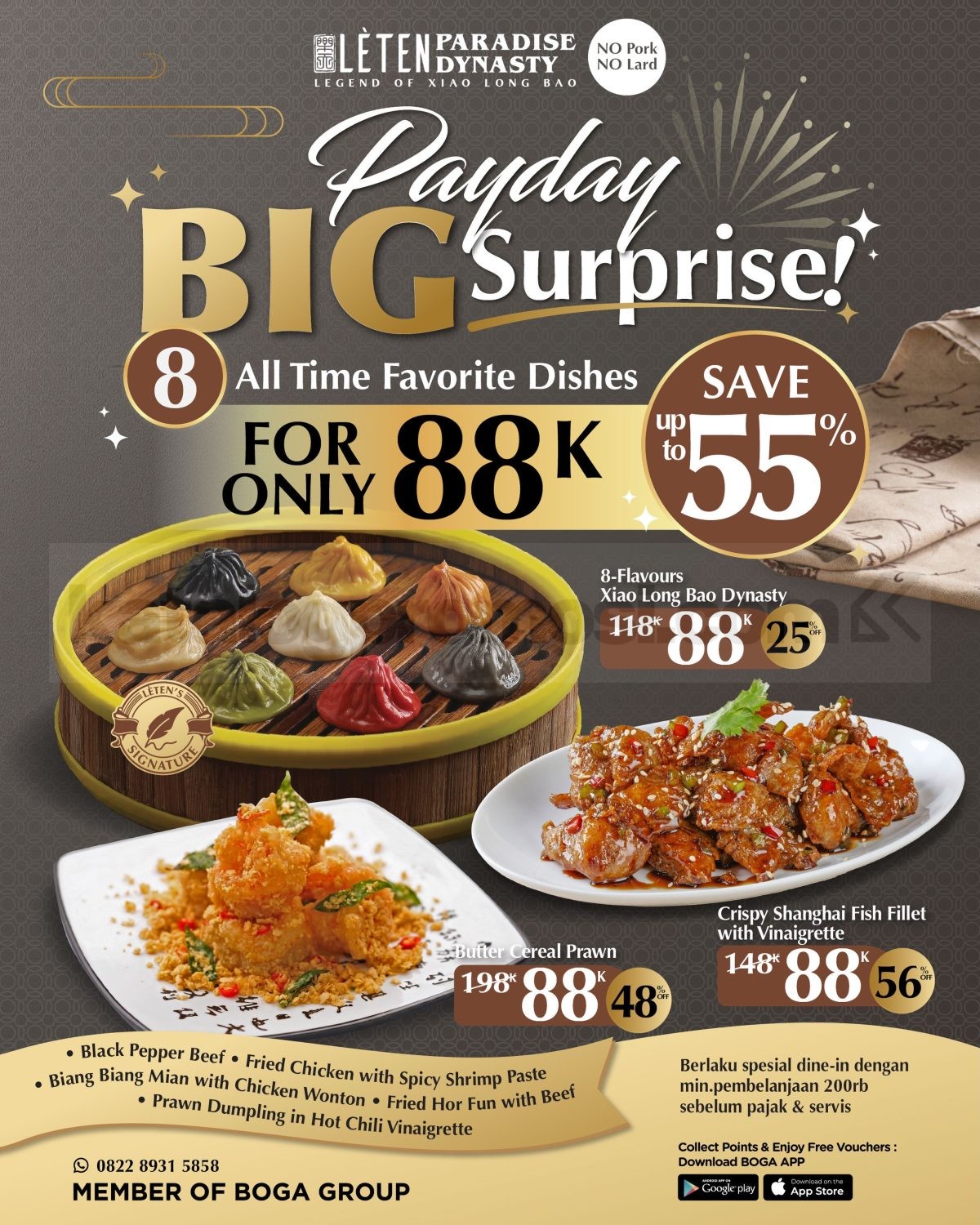 Promo Lèten Paradise Dynasty Payday Menu Favorit Rp. 88.000 Promo Lèten Paradise Dynasty Payday Menu Favorit Rp. 88.000 hemat hingga 55% berlaku sampai 26 Juli 2026.