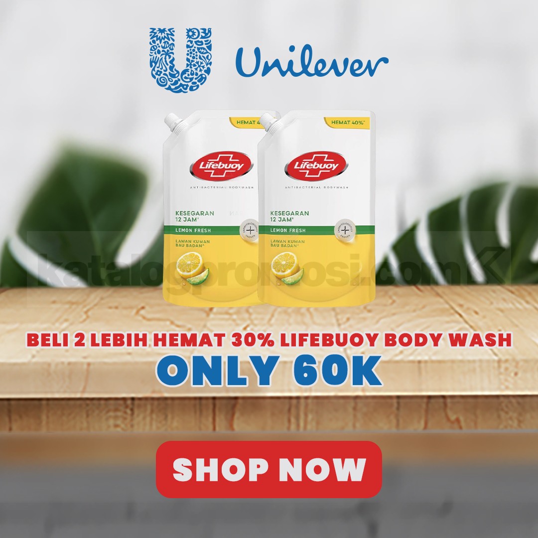 Promo Lifebuoy Lemon Fresh Bodywash Beli 2 Hemat 30% Promo Lifebuoy Lemon Fresh Bodywash Beli 2 Hemat 30% seharga Rp. 60.000 di Shopee selama Juni 2026