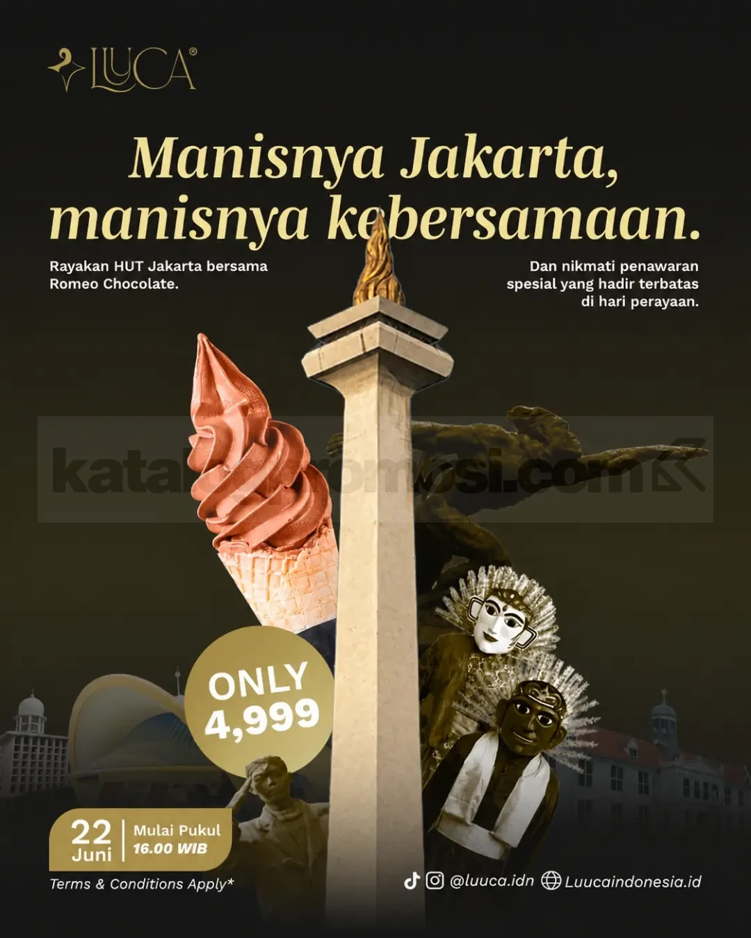 Promo Luuca HUT Jakarta 499 Romeo Chocolate Rp4.999 Promo Luuca HUT Jakarta 499 Romeo Chocolate Rp4.999 di outlet Jakarta