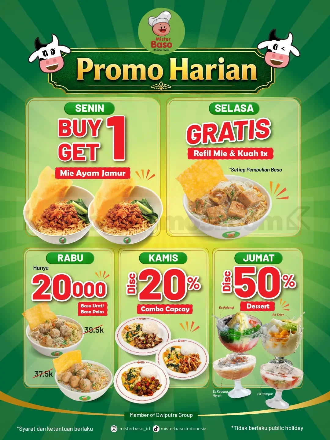 Promo Mister Baso Menu Favorit Diskon Hingga 50% Promo Mister Baso Menu Favorit Diskon Hingga 50% dengan Daily Promo Senin sampai Jumat
