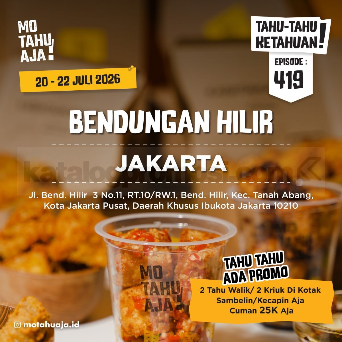Promo Mo Tahu Aja Opening 2 Box Rp. 25.000 Promo Mo Tahu Aja Opening 2 Box Rp. 25.000 berisi Tahu Walik dan Tahu Kriuk di Bendungan Hilir Jakarta.