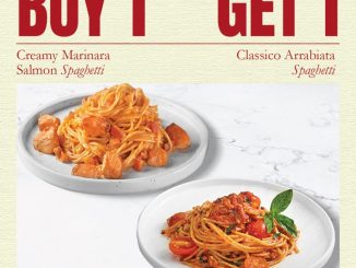 Promo Pancious BELI 1 GRATIS 1 Pasta dengan pembelian Creamy Marinara Salmon Spaghetti pada 10 Juni 2026.