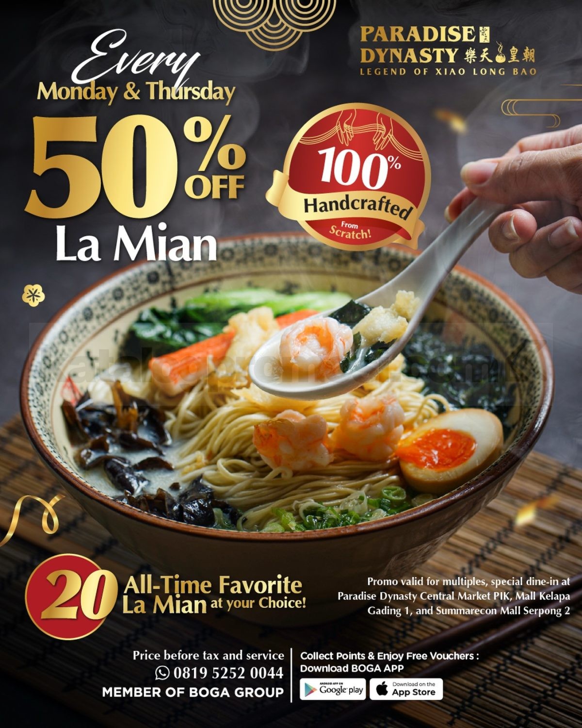 Promo Paradise Dynasty La Mian Diskon 50% Promo Paradise Dynasty La Mian Diskon 50% setiap Senin dan Kamis