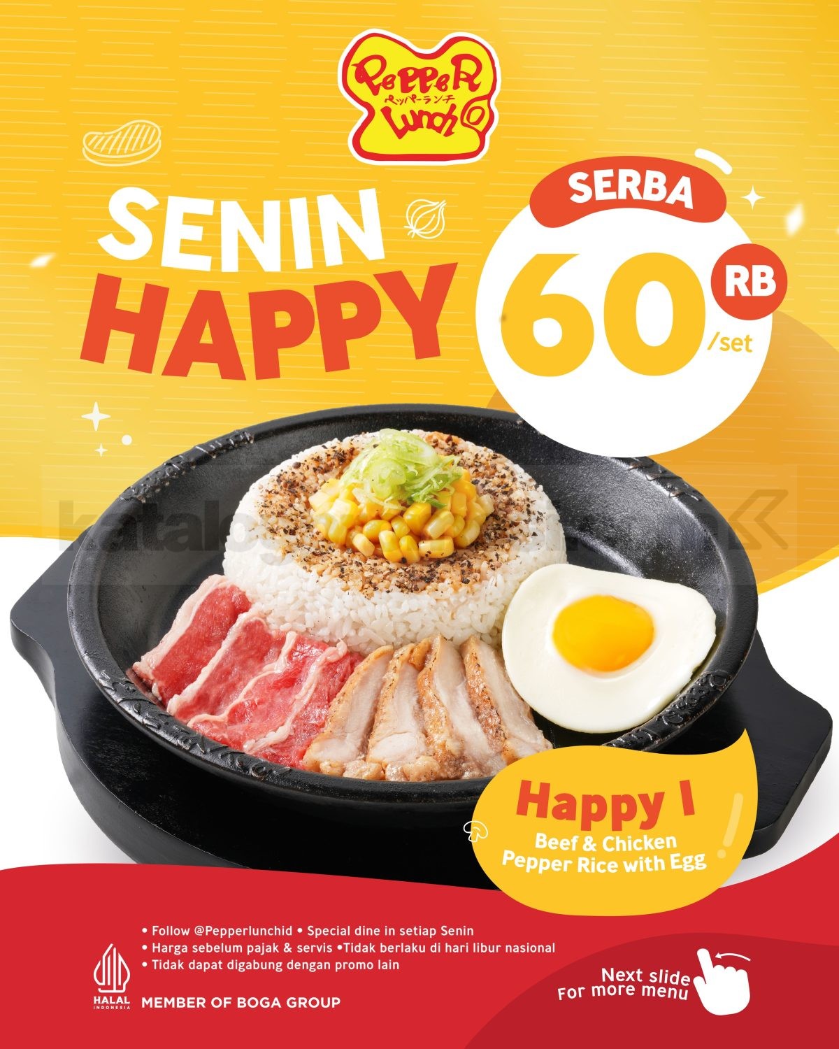 Promo Pepper Lunch Senin Happy Serba Rp 60Ribu
