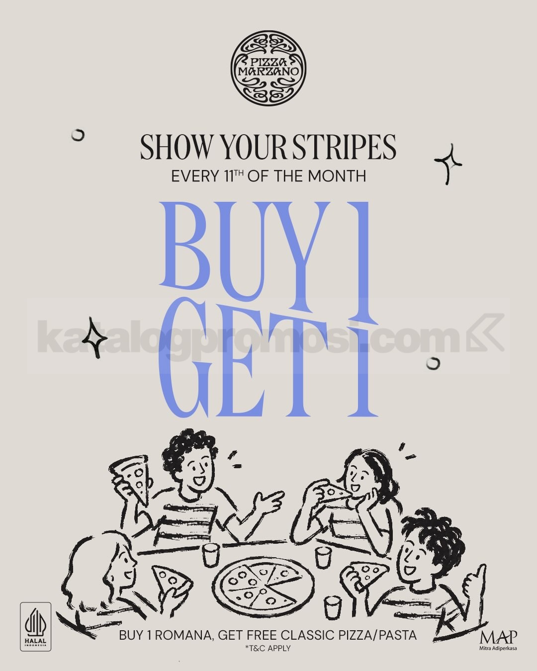 Promo Pizza Marzano Stripes Day Beli 1 Gratis 1