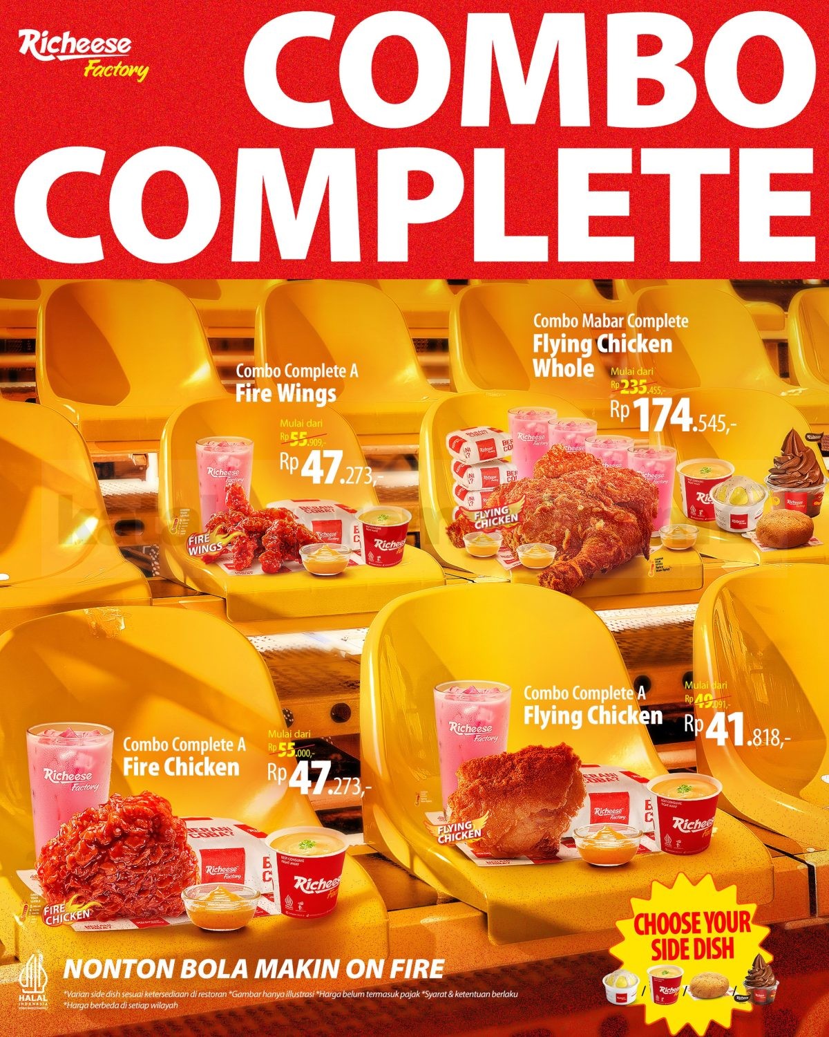 Promo Richeese Factory Combo Complete Mulai Rp. 41.818 Promo Richeese Factory Combo Complete Mulai Rp. 41.818 dengan paket lengkap dan pilihan side dish.