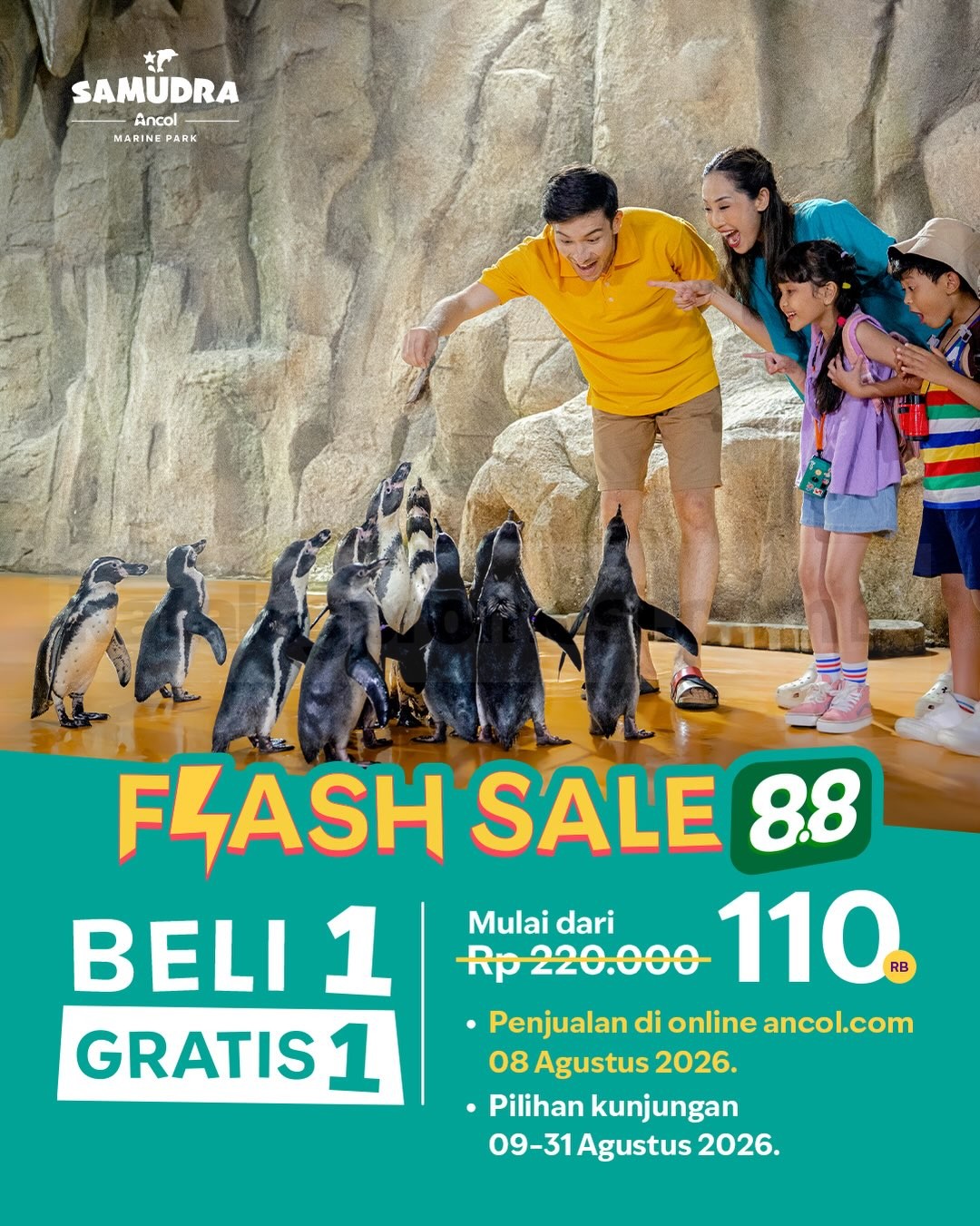 Promo Samudra Ancol Flash Sale 8.8 Beli 1 Gratis 1 Promo Samudra Ancol Flash Sale 8.8 Beli 1 Gratis 1 dengan harga mulai Rp110.000.