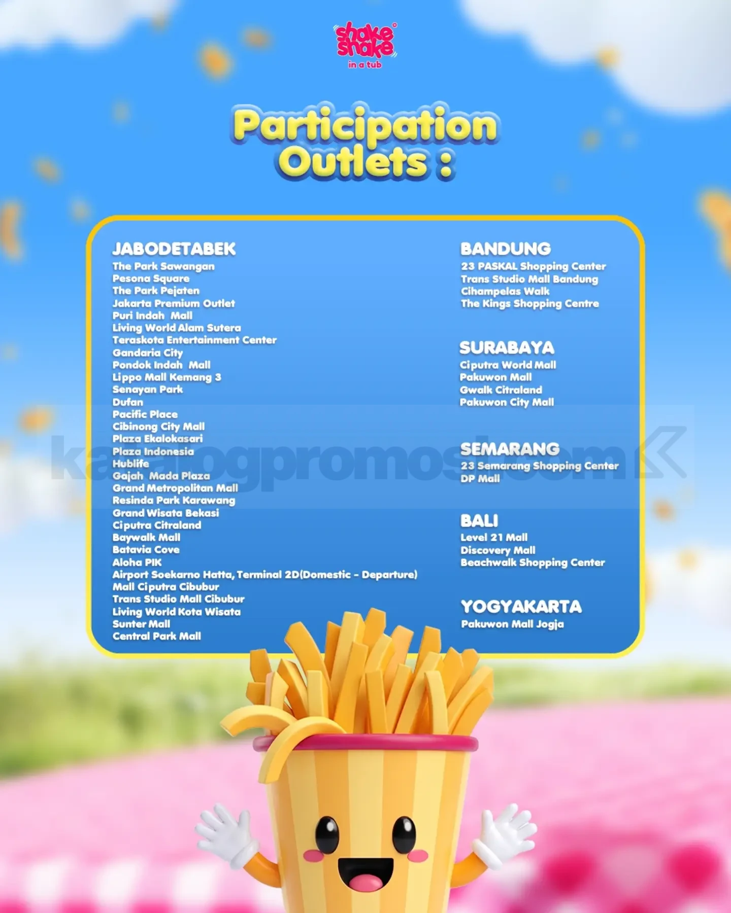 Promo Shake Shake In A Tub 2 Corndogs Rp. 30.000 Promo Shake Shake In A Tub 2 Corndogs Rp. 30.000 1