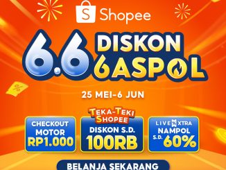 Promo Shopee Puncak 6.6 Diskon 6aspol Motor Rp. 1.000 dengan Flash Sale iPhone Rp. 1 dan voucher hingga Rp. 100.000
