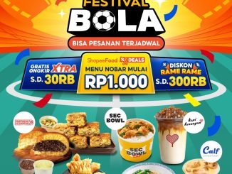 Promo ShopeeFood Festival Bola Menu Nobar mulai Rp. 1.000 dengan Gratis Ongkir Xtra dan Diskon Rame Rame pada 12 Juni 2026.