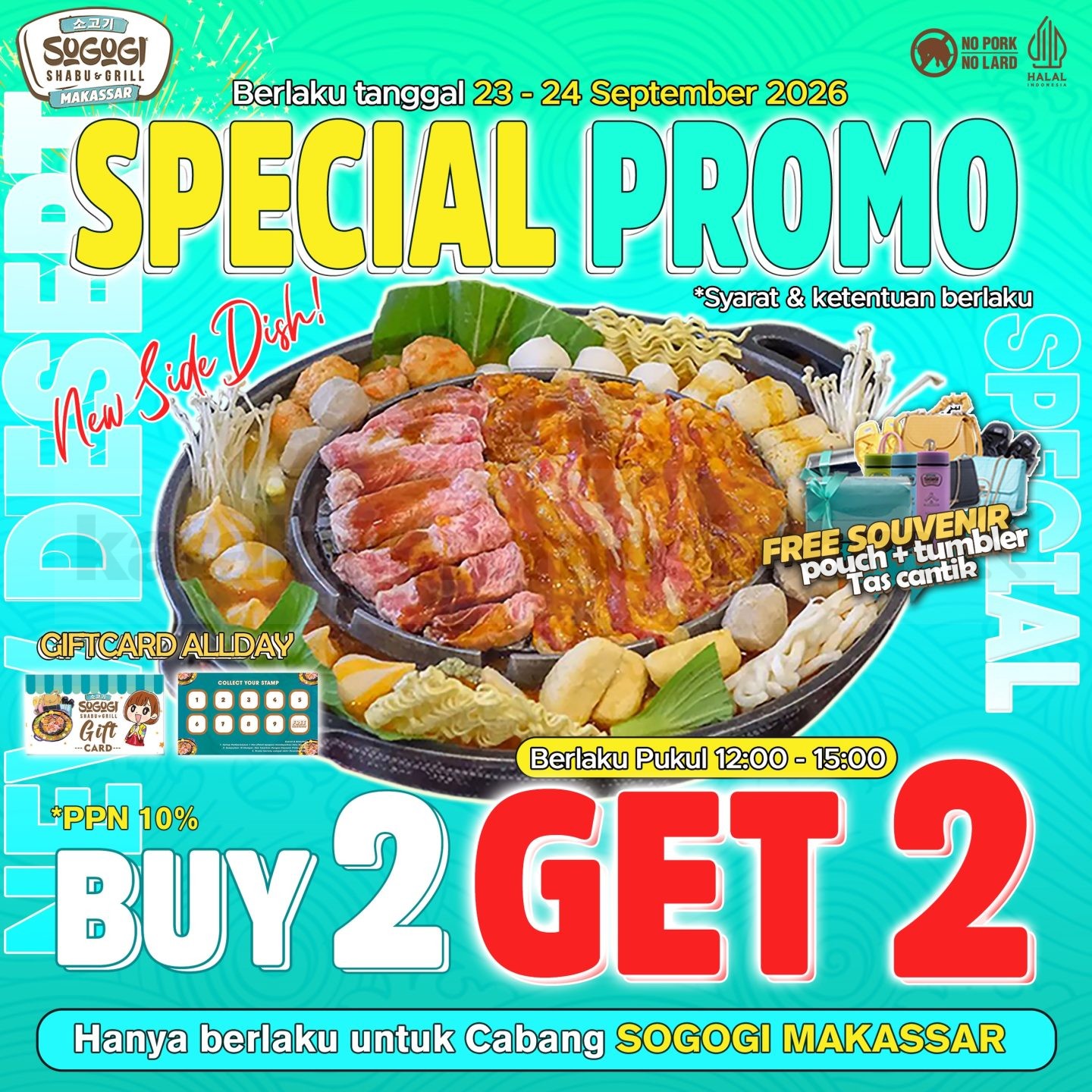 Promo Sogogi Makassar AYCE Buy 2 Get 2 Promo Sogogi Makassar AYCE Buy 2 Get 2 makan ber 2 bayar 2 pada 23-24 September 2026