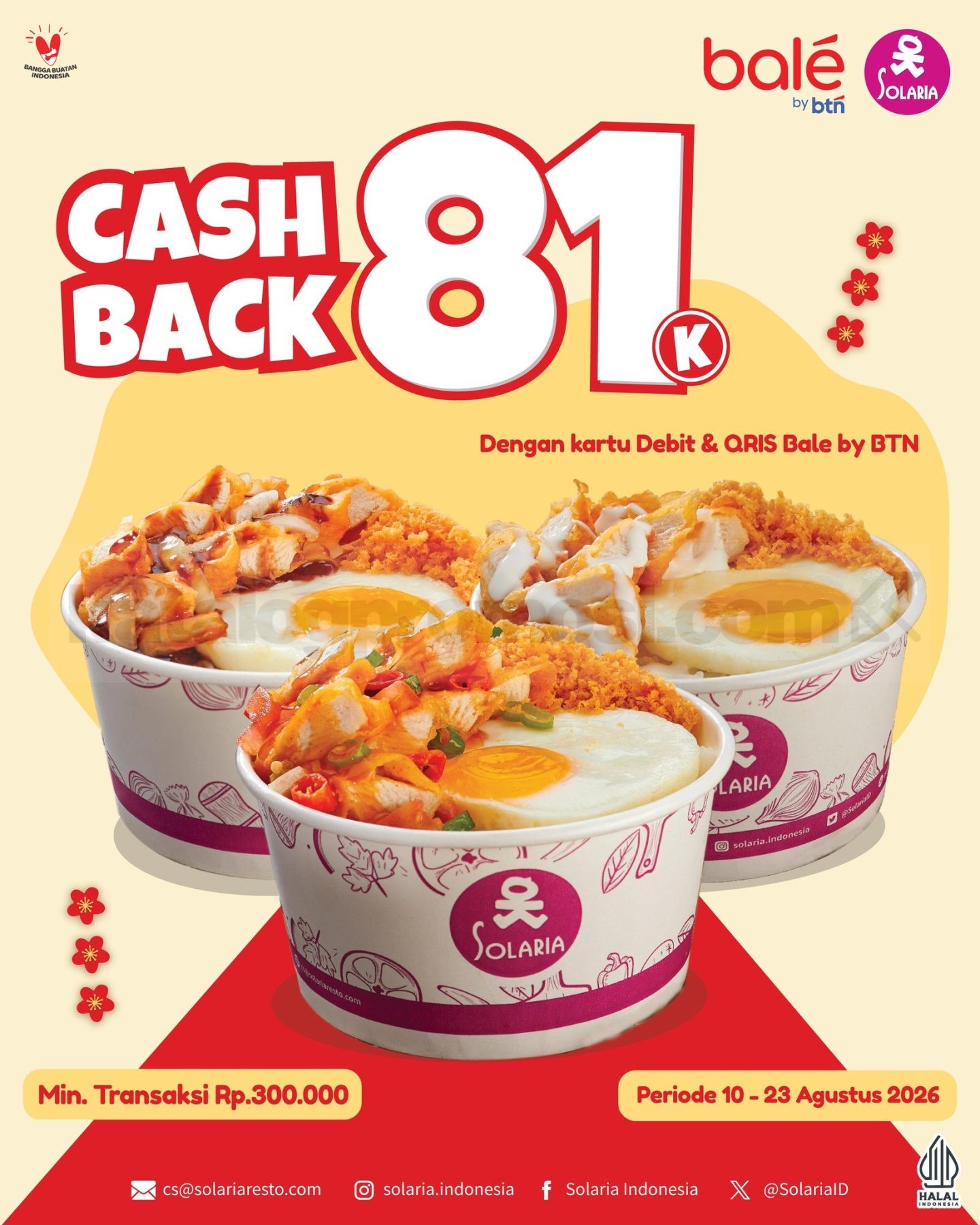 Promo Solaria BTN Cashback Rp81.000 Promo Solaria BTN cashback Rp81.000 dengan Kartu Debit BTN dan QRIS Bale by BTN