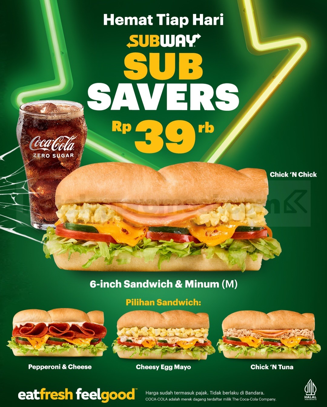 Promo Subway Sub Savers Sandwich + Minuman Rp39 Ribu Promo Subway Sub Savers Sandwich + Minuman Rp39 Ribu dengan sandwich 6-inch dan minuman ukuran M