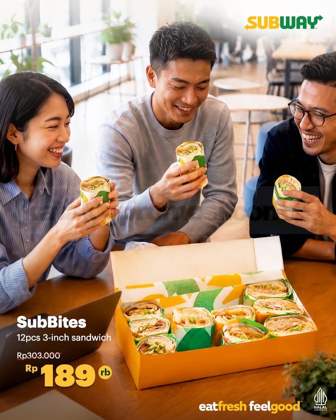Promo Subway SubBites 12 Sandwich Rp 189.000 Promo Subway SubBites 12 Sandwich Rp 189.000 dengan pilihan paket Chicken, Beef, dan Mix.