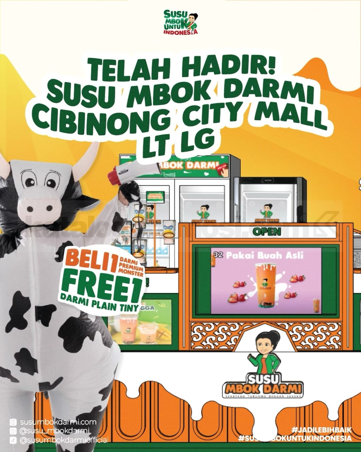 Promo Susu Mbok Darmi Opening Cibinong City Mall Beli 1 Gratis 1 Promo Susu Mbok Darmi Opening Cibinong City Mall Beli 1 Gratis 1 dengan Darmi Premium Monster