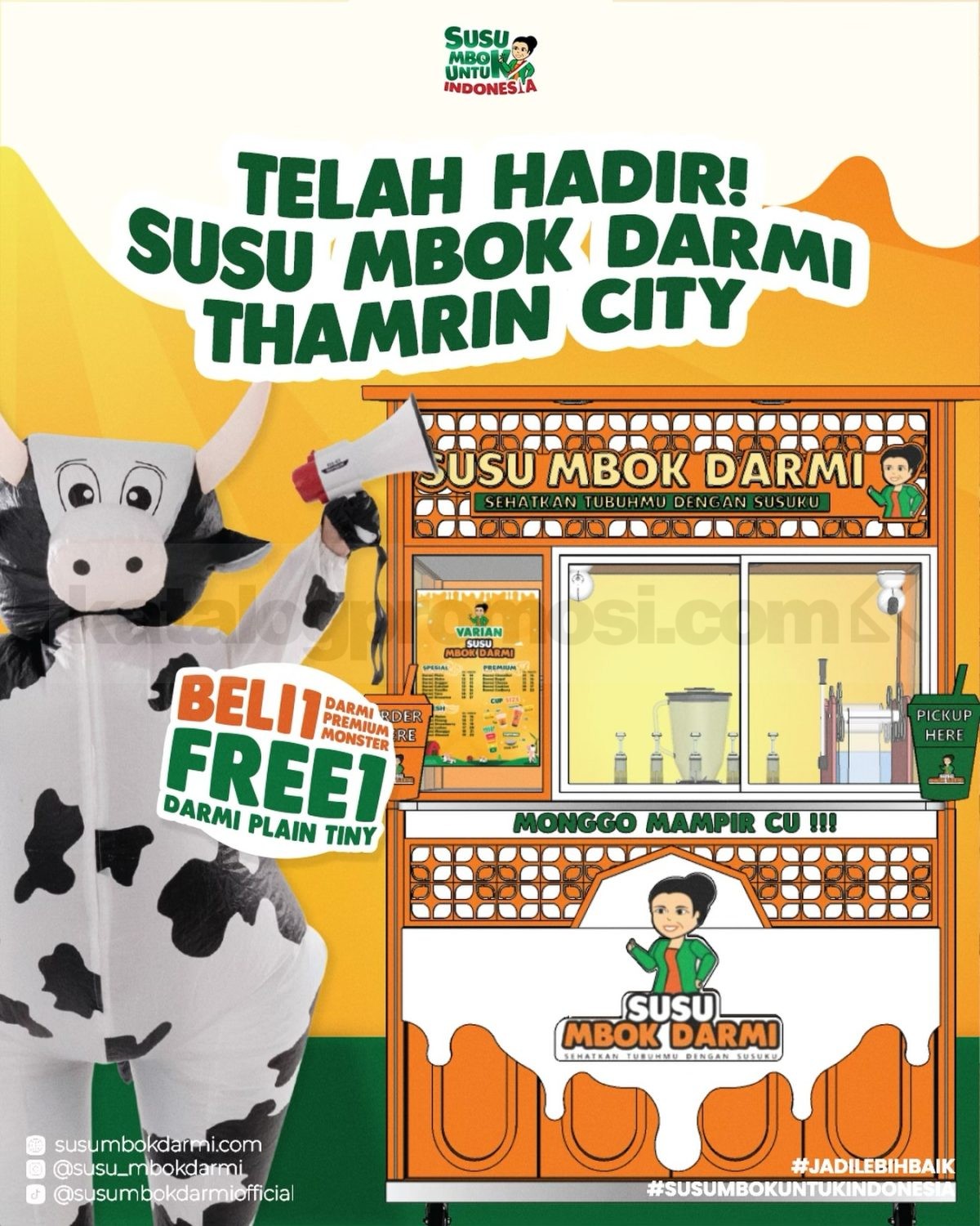 Promo Susu Mbok Darmi Opening Thamrin City Beli 1 Gratis 1 Promo Susu Mbok Darmi Opening Thamrin City Beli 1 Gratis 1 dengan Darmi Premium Monster dan Plain Tiny