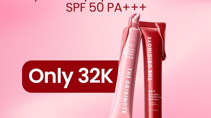 Promo The Originote Hyaluberry Lip Glaze Serum Rp. 32.000 untuk bibir lembap, plumpy, dan terlindungi UV