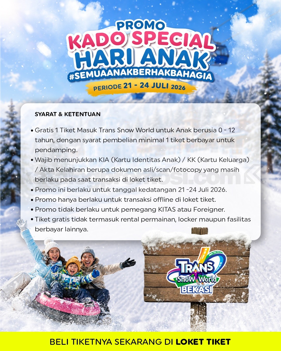Promo Trans Snow World Bekasi Hari Anak Gratis Tiket Masuk Promo Trans Snow World Bekasi Hari Anak Gratis Tiket Masuk 1