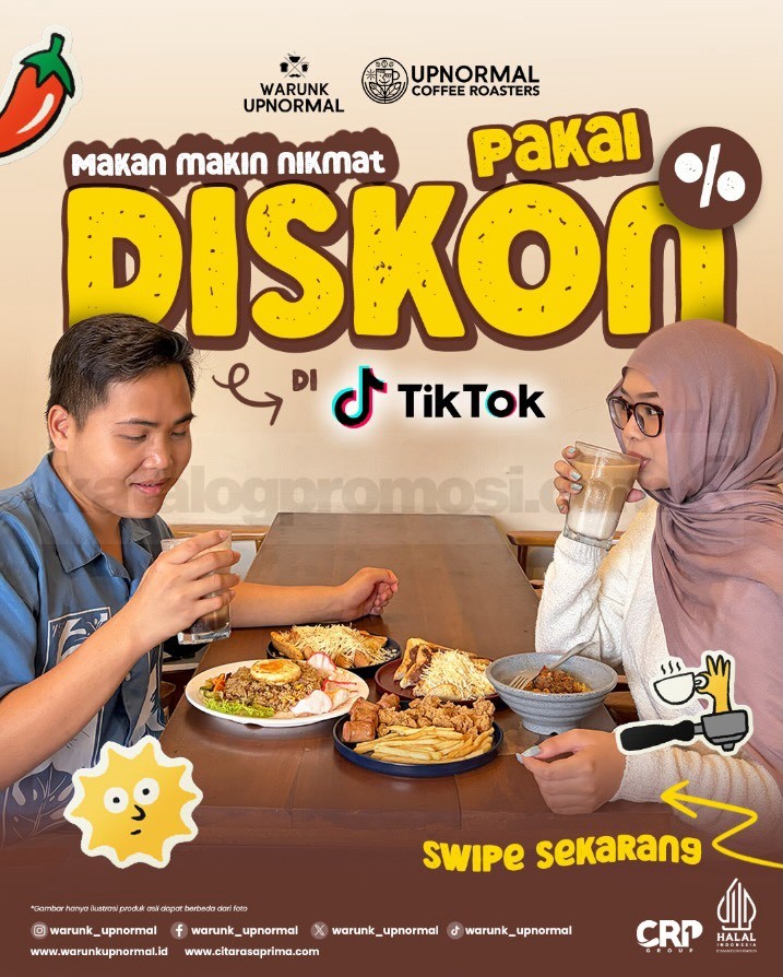 Promo Warunk Upnormal Paket Hemat Mulai Rp. 15.000 Promo Warunk Upnormal Paket Hemat Mulai Rp. 15.000 dengan pilihan paket makan, Indomie, dan kopi melalui TikTok.