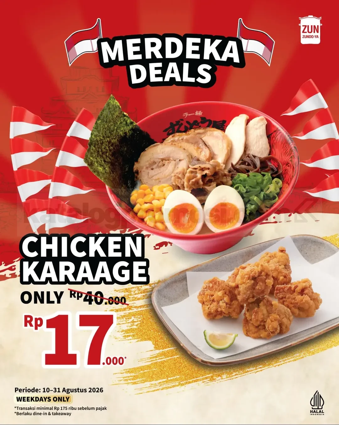 Promo ZUNDO-YA Merdeka Deals Karaage Cuma Rp17.000